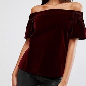 Velvet Vampire Gothic Off Shoulder Dark Fairy Whimsigoth Wine Top Small